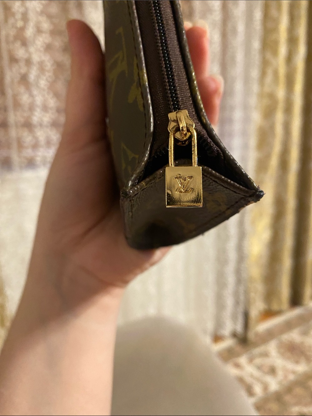 Monogram Card Pouch - Dark Brown & Gold Monogram - Picture 2 of 5